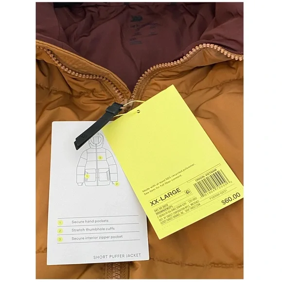 Men’s Brown Short Puffer Hoodie Jacket S NWT - All in Motion - Picture 10 of 12